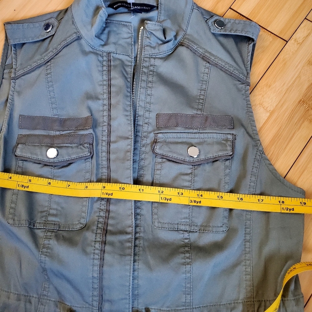 White House Black Market Olive Utility Vest Size Small - Picture 4 of 7